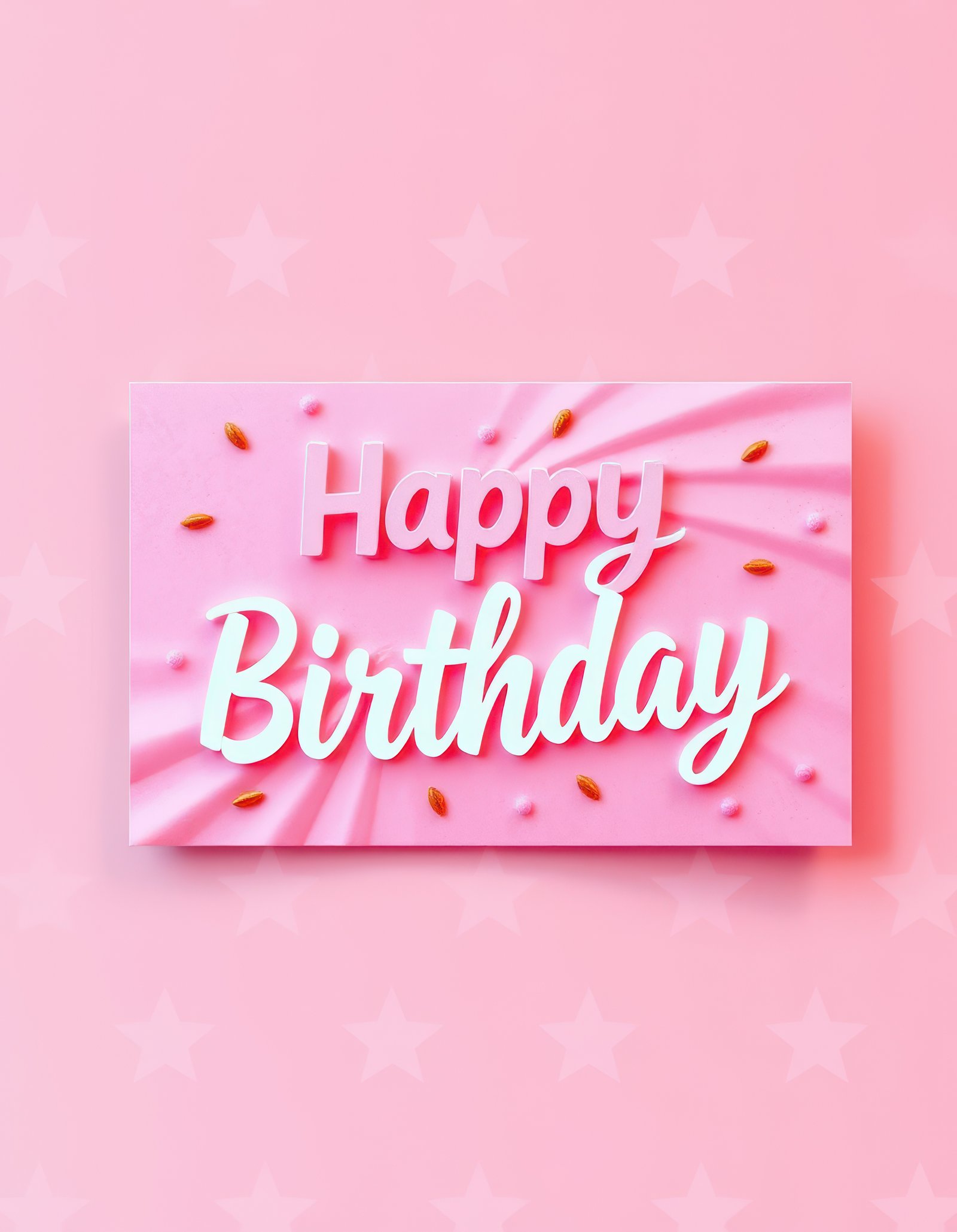 Colorful birthday greeting card with playful design and pink background